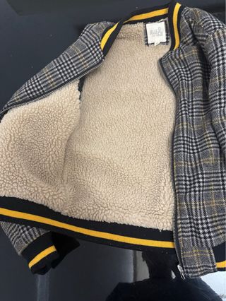 Chaqueta bomber cuadros gris y amarillo