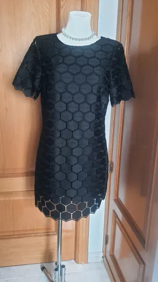 Vestido negro fiesta encaje talla M