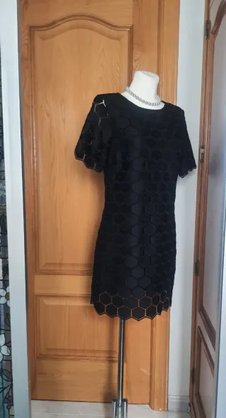 Vestido negro fiesta encaje talla M
