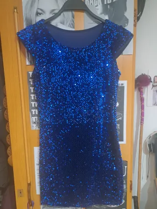 Vestido fiesta lentejuelas azul