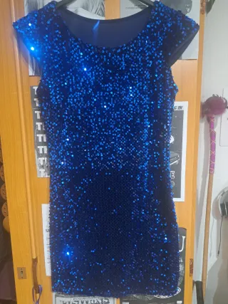 Vestido fiesta lentejuelas azul
