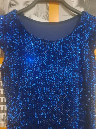 Vestido fiesta lentejuelas azul