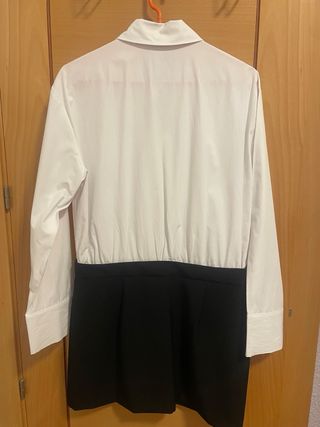Vestido Stradivarius Blanco y Negro Talla L Nuevo