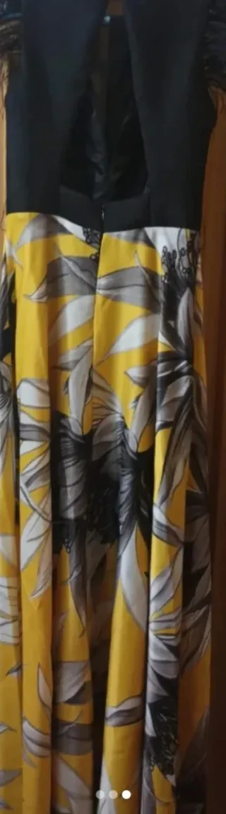 Vestido de fiesta largo amarillo y negro