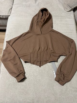 Sudadera con corsé marrón