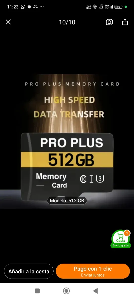 Tarjeta SD Pro Plus 512GB Alta Velocidad