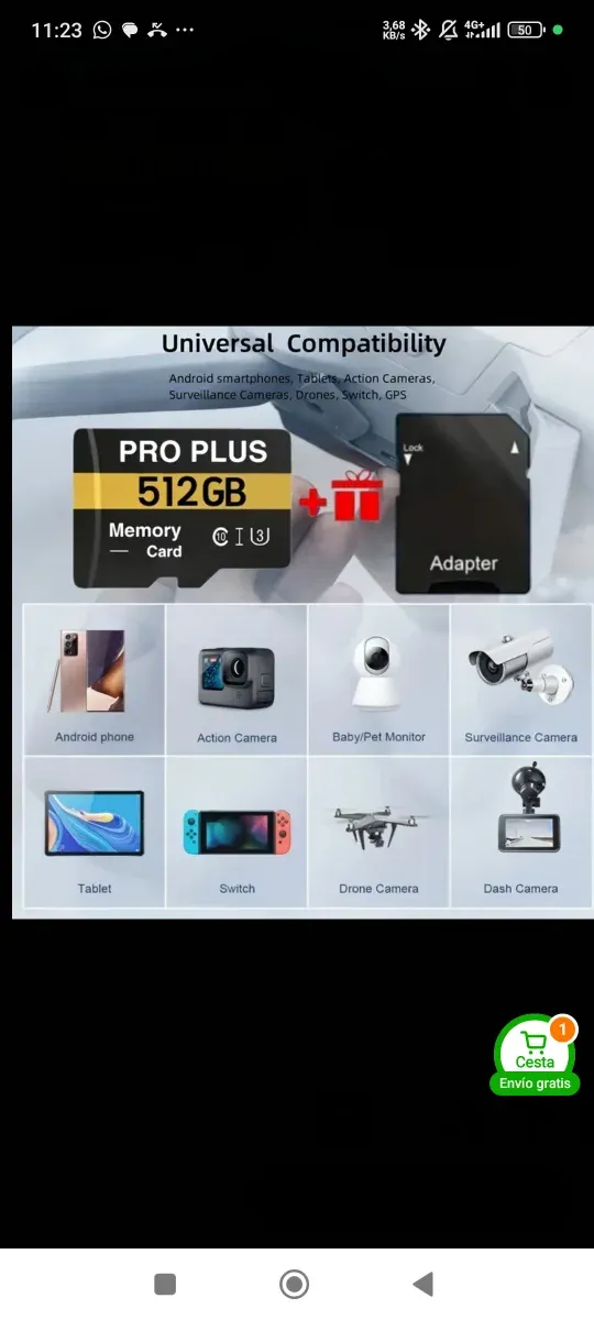 Tarjeta SD Pro Plus 512GB Alta Velocidad