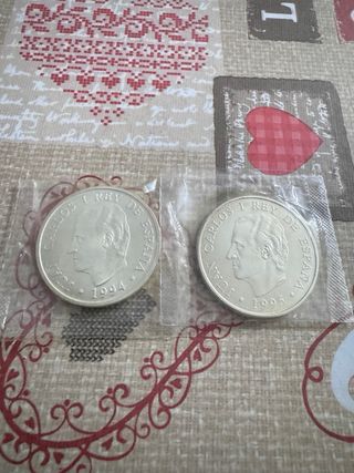 PLATA 2000 pts de 1994 y 1995 lote de dos monedas