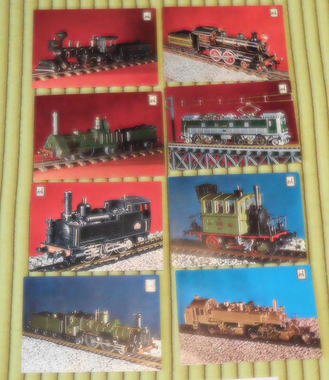 8 Cartoline Treni + annulli 1974