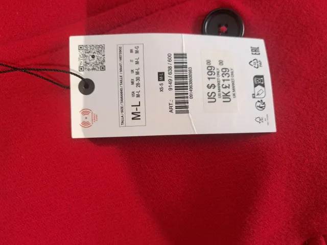 Abrigo Zara Rojo Talla M