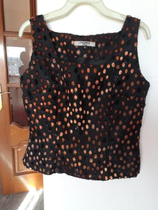 Blusa fiesta lentejuelas negra y dorada Talla M