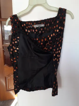 Blusa fiesta lentejuelas negra y dorada Talla M