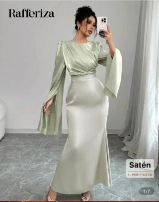 Vestido Rafferiza shein Satén Verde Talla L