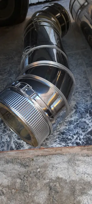 Doble chimenea caldera gasoil inox.