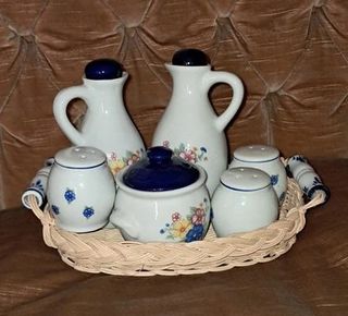 Set Oliera/Saliera/Pepiera Ceramica + Vassoio