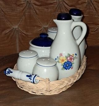 Set Oliera/Saliera/Pepiera Ceramica + Vassoio