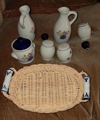 Set Oliera/Saliera/Pepiera Ceramica + Vassoio