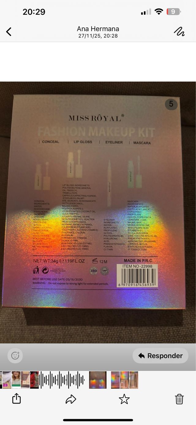 Kit Maquillaje Miss Royal Fashion