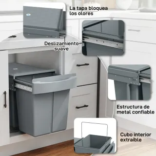 Cubo basura doble gris