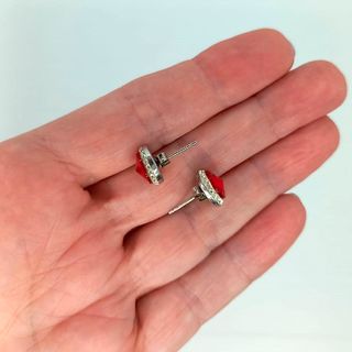 Pendientes plata centro rojo