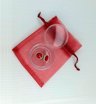 Pendientes plata centro rojo