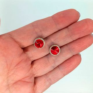 Pendientes plata centro rojo