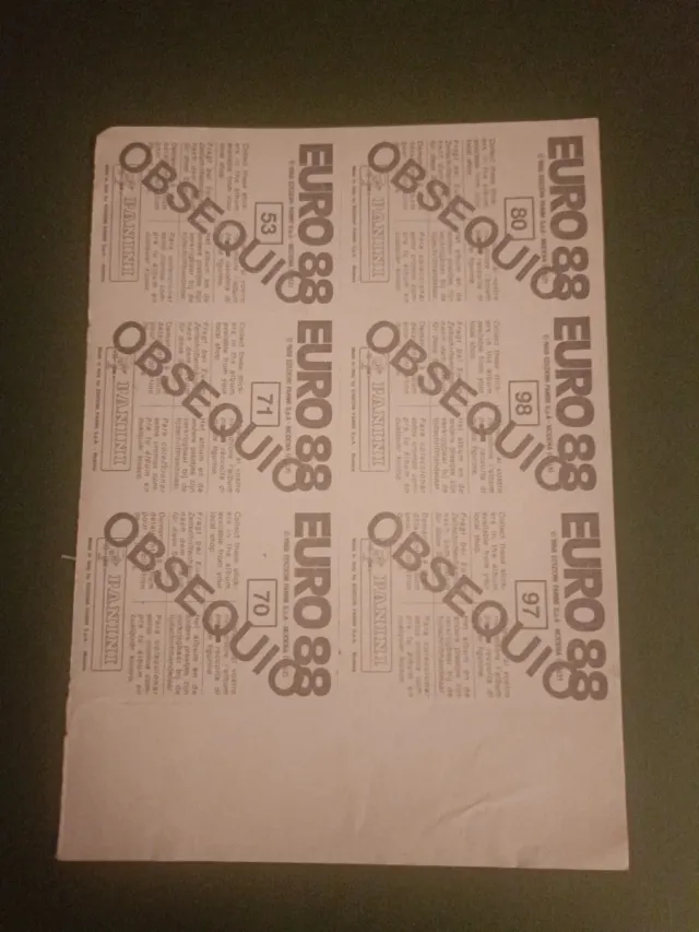 Cromos Panini EURO 88 TP