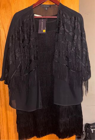 Vestido fiesta negro con chaqueta Promod