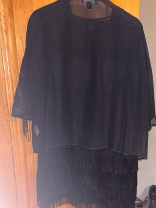 Vestido fiesta negro con chaqueta Promod