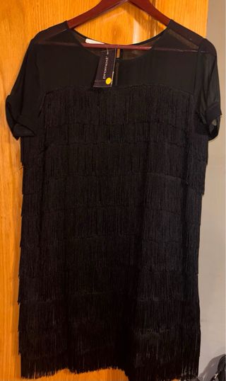 Vestido fiesta negro con chaqueta Promod