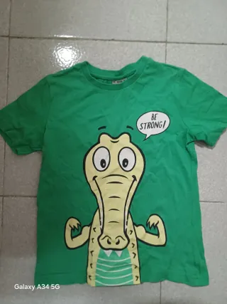 Maglietta bambino verde coccodrillo BE STRONG! 5-6