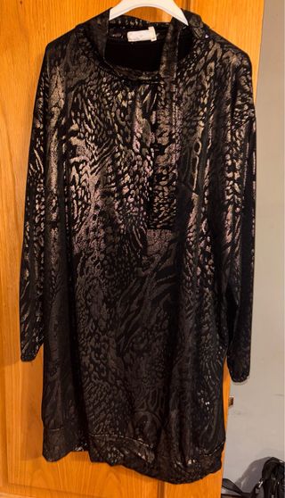 Vestido fiesta negro y dorado