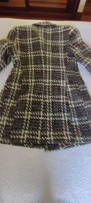 Chaqueta cruzada cuadros mujer