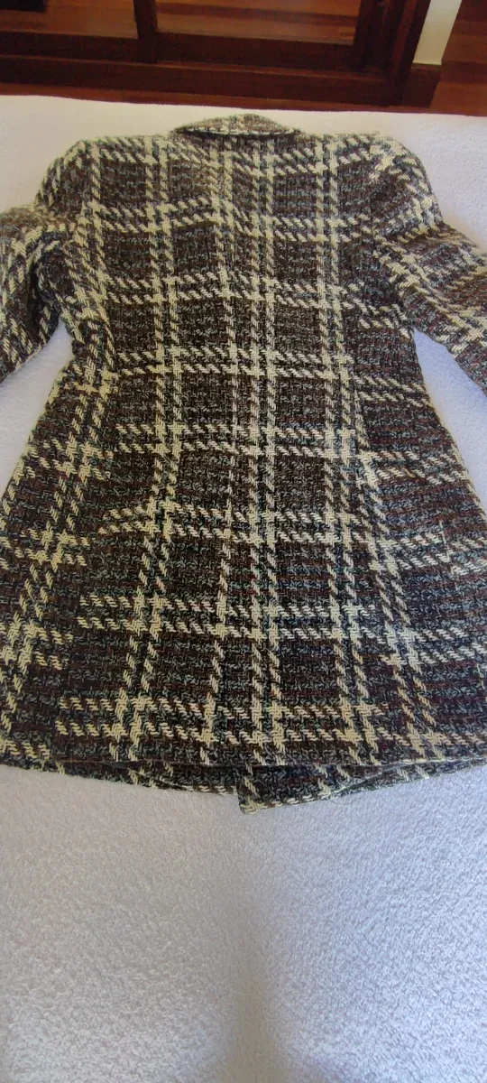 Chaqueta cruzada cuadros mujer