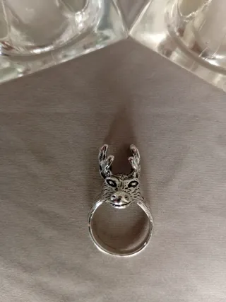 Anillo color plata Cabeza animales