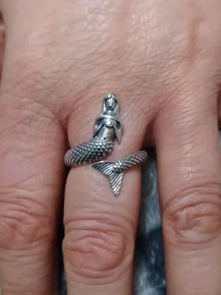 Anillo Plata Ley S925 Sirena Ajustable