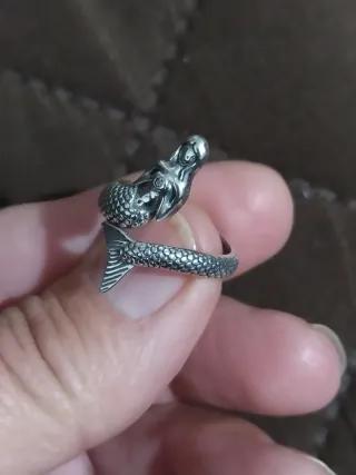 Anillo Plata Ley S925 Sirena Ajustable