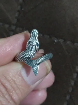 Anillo Plata Ley S925 Sirena Ajustable