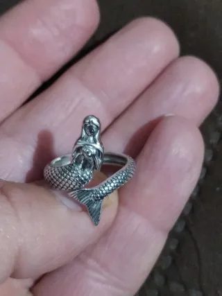 Anillo Plata Ley S925 Sirena Ajustable