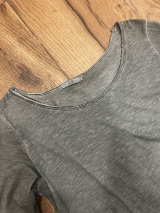 Vestido mujer manga larga verde gris talla M