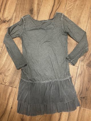 Vestido mujer manga larga verde gris talla M