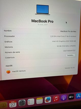 MacBook Pro 15' Touch Bar i7 Plata