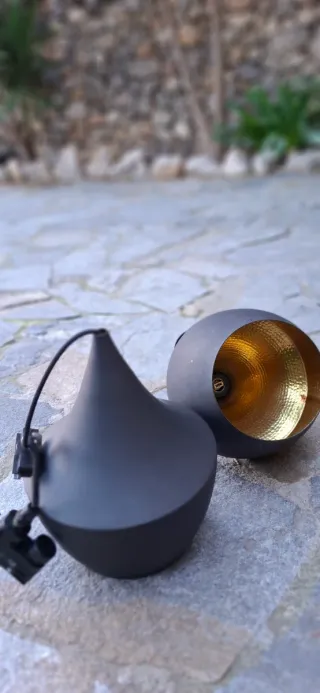 2x Lámparas Tom Dixon Beat Fat Negras/Doradas