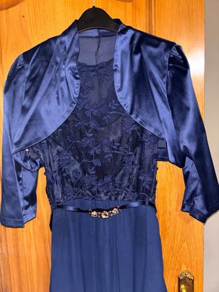 Vestido fiesta azul con torera