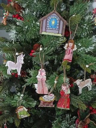 Adornos de madera árbol de navidad (figuras belen)