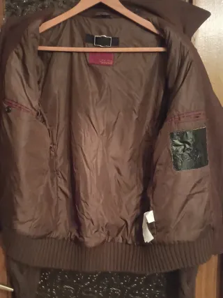 Cazadora Zara Hombre Mangas Punto Marrón