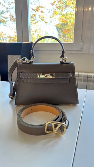 Bolso piel tipo Birkin color topo