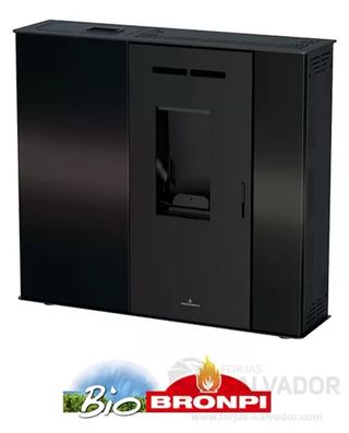 Estufa Pellet Bronpi Lupe 8Kw Negra Nueva