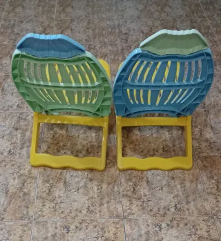 Pareja Hamacas Playa Plástico Azul/Amarillo