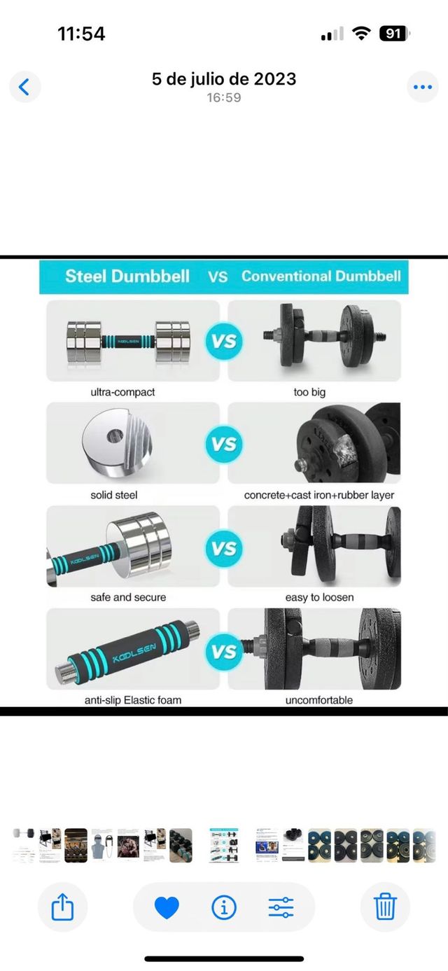 Mancuernas Acero 2x10kg Ajustables. 20kg total